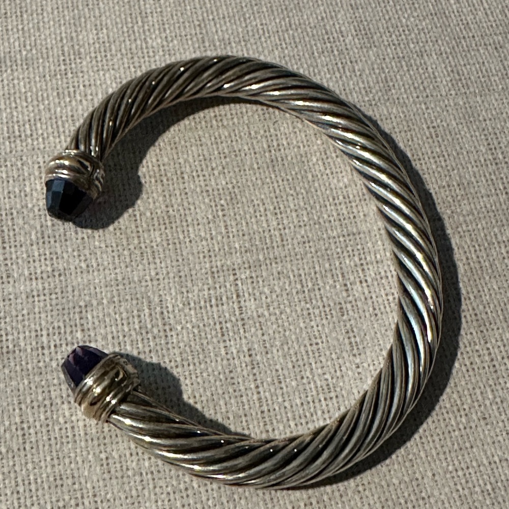 David Yurman cable classic cuff bracelet with Amethyst stones - Picture 2 of 16